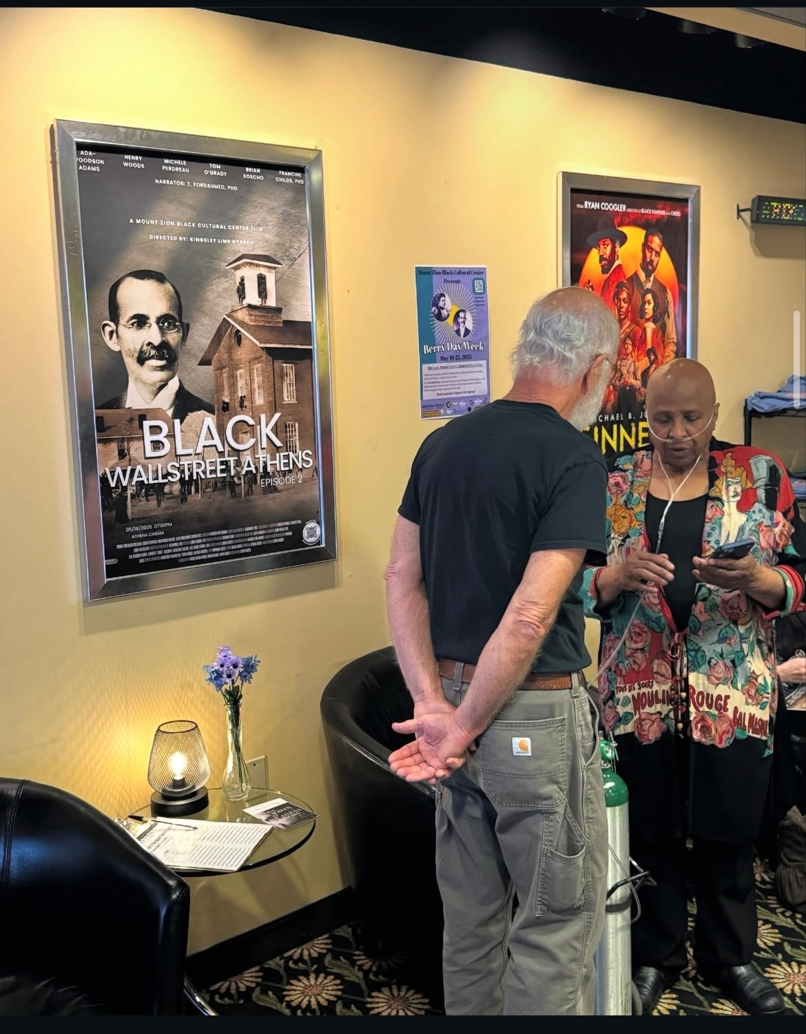 Black Wall Street Athens: Episode 2 poster displayed at the Athena Cinema screening